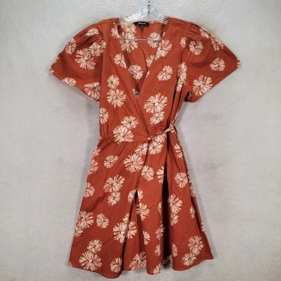 Madewell Terracotta Floral Cotton Mini Dress - Picture 2 of 2